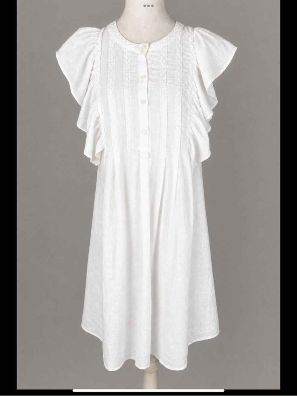 Max Studio White Cotton Rayon Cottagecore Dress Resort Vacation Flutter Sleeve S